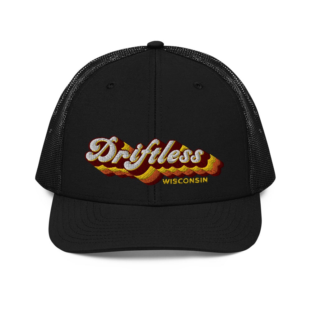 Driftless Retro Embroidery Trucker Cap - Mid-profile - Driftless Threads