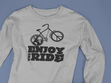 Load image into Gallery viewer, Enjoy the Ride Celebrating Earth Day Long Sleeve T-shirt - Driftless Threads
